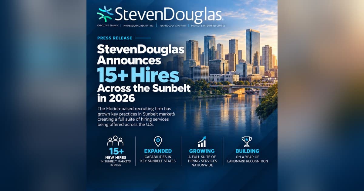 StevenDouglas Secures Top 10 Executive Search Ranking in Austin, Houston, and Dallas