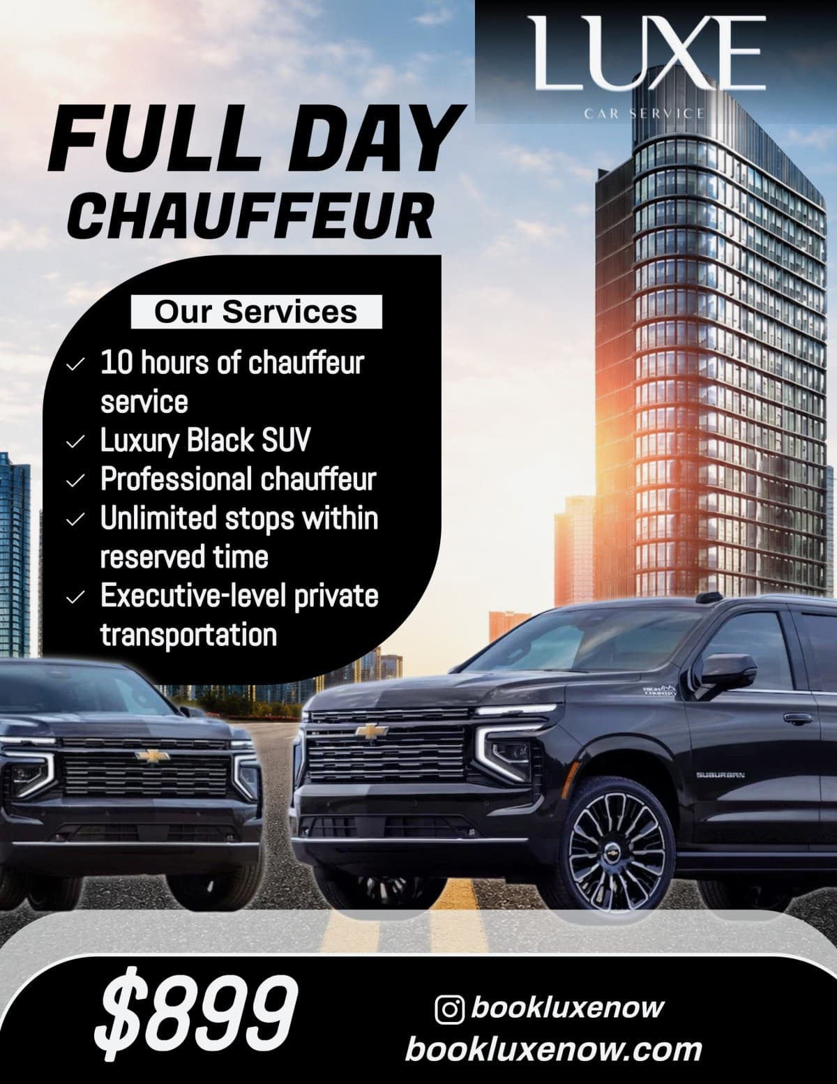Luxe Car Service Launches $899 Full-Day Private Chauffeur Package for Corporate Travel