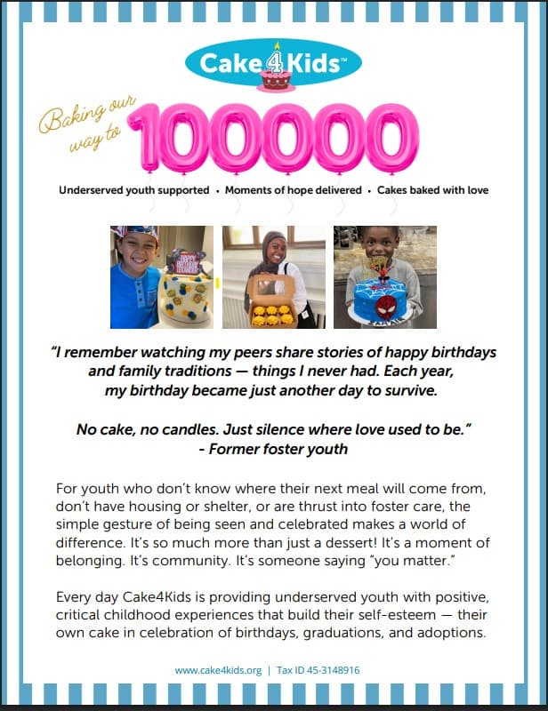 Cake4Kids Boston Hosts Free Cupcake Picnic to Celebrate 100,000 Children Served Nationwide