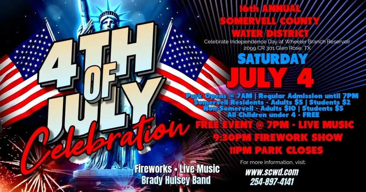 Glen Rose's Summer Events Offer Fireworks, Reckless Kelly Concert, and Dinosaur Adventures
