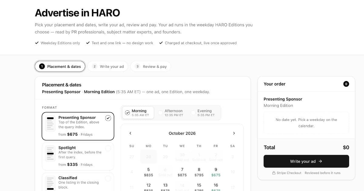 HARO Launches Self-Serve Advertising, Keeping Pitching Free