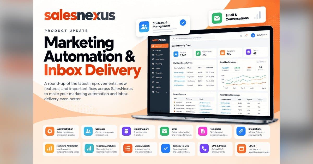 SalesNexus Update Targets Outlook Sync and Email Deliverability for B2B Sales Teams